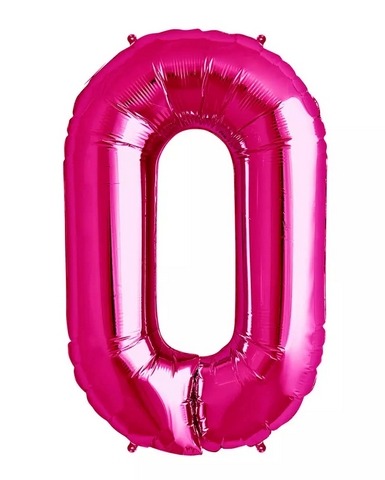 Folienballon Zahl Pink 0