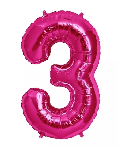 Folienballon Zahl Pink 3